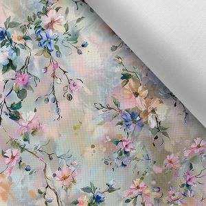 Tissu imprimé polyester imperméable TD/NS peinture à l'huile fleurs