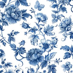 Coton premium Takoy blue flowers