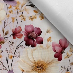 Tissu imprimé polyester imperméable TD/NS fleurs Valérie