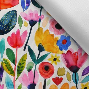 Tissu imprimé polyester imperméable TD/NS fleurs vivids Luana