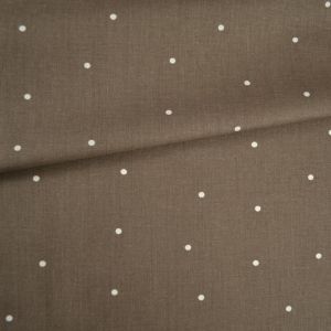 Tissu coton premium points blanc sur brun