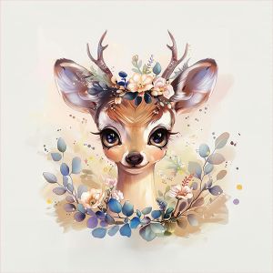 Coupon en polyester imperméable 49x49 flowers deer