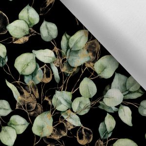Tissu imprimé polyester imperméable TD/NS Eucalyptus noir
