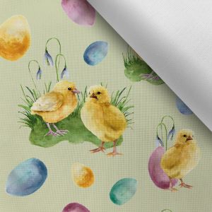 Tissu avec impression polyester imperméable TD/NS Pâques - poulets