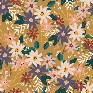 Tissu velours/velvet ELIZA fleurs d'automne 