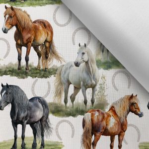 2ème classe - Tissu imprimé polyester imperméable TD/NS chevaux peints
