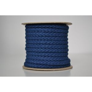 Cordon de coton tressé bleu 1 cm premium