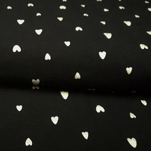 Tissu jersey coeurs d´or sur noir