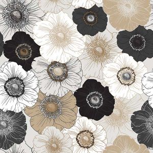 Éco cuir design (simili cuir) avec impression Amélie fleurs sépia 700g