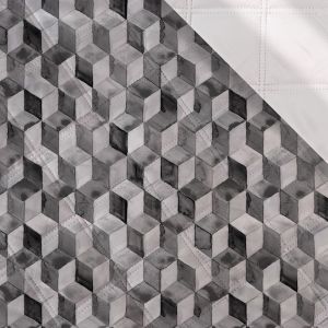 Tissu polyester matelassé à carreaux Cubes 3D noirs