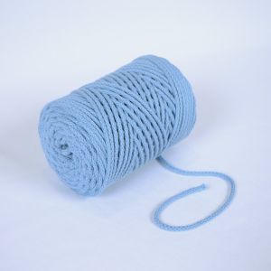 Cordon coton premium tressé 6mm bleu clair