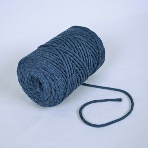 Cordon coton premium tressé 6mm bleu métallique