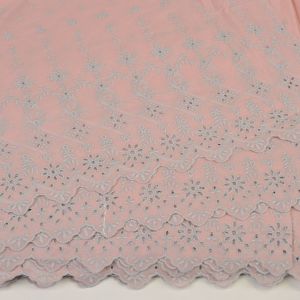 Broderie anglaise exclusive gris sur rose