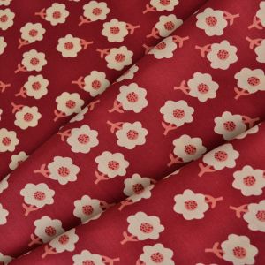Tissu popeline de coton Lya rouge