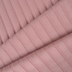 Jersey côtelé pour pull 100% coton vieux rose