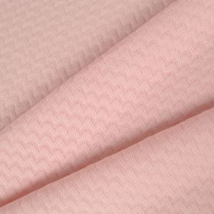 Jersey pour pull 100% coton zigzag rose clair