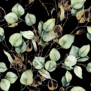 Tissu velours/velvet ELIZA Eucalyptus noir
