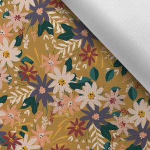 Tissu avec impression polyester imperméable TD/NS fleurs d'automne 