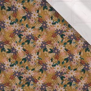 Tissu polyester matelassé à carreaux fleurs d'automne