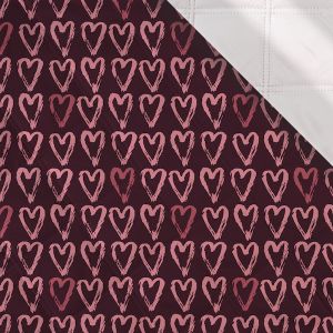Tissu polyester matelassé à carreaux cœurs dessinés