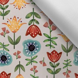 Tissu avec impression polyester imperméable TD/NS fleurs Luka