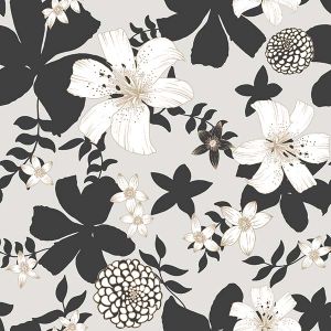 Éco cuir design (simili cuir) avec impression Amélie fleurs de lys sur gris 700g