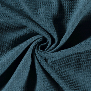 Tissu piqué gaufré de coton couleur bleu pétrole