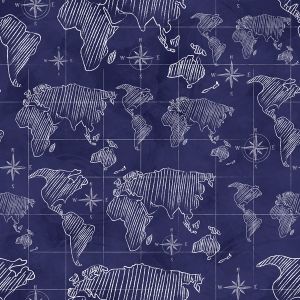 Jersey fonctionnel peigné avec élasthanne carte du monde