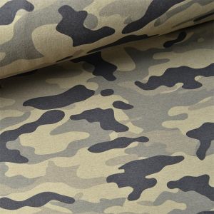 Tissu sweat peigné camouflage