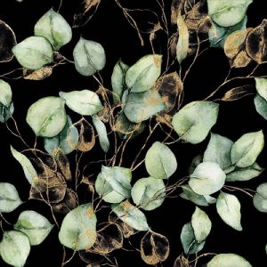 Tissu softshell printemps eucalyptus noir