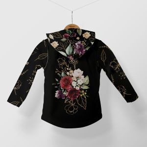 Coupon avec le patron de veste softshell motif fleurs d´or noir taille 134